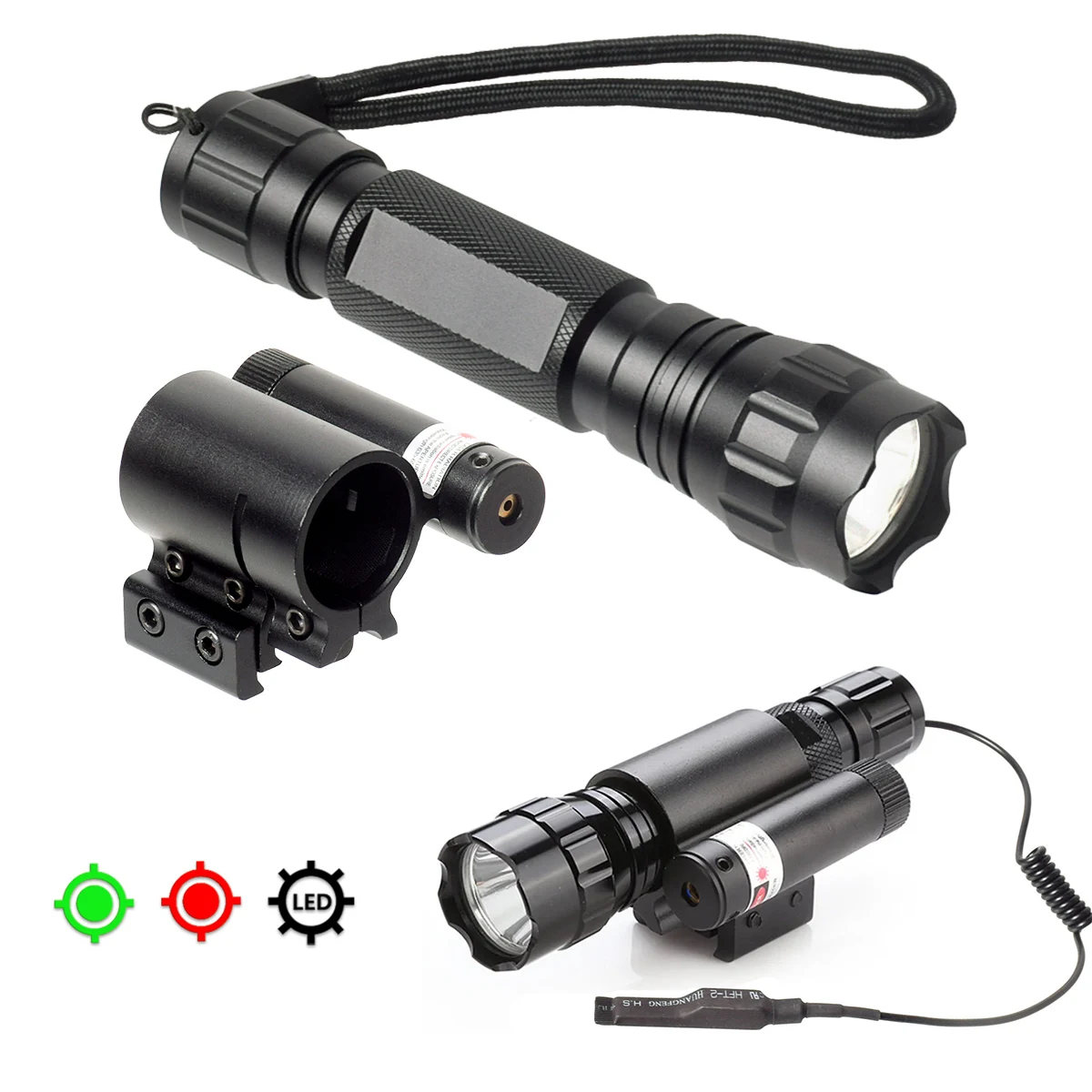 

Tactical Adjustable Green Red Laser Sight Weapons Light Rifle Hunting Airsoft Torch 1200 Lumens Rechargeable 20mm Picatinny Rail