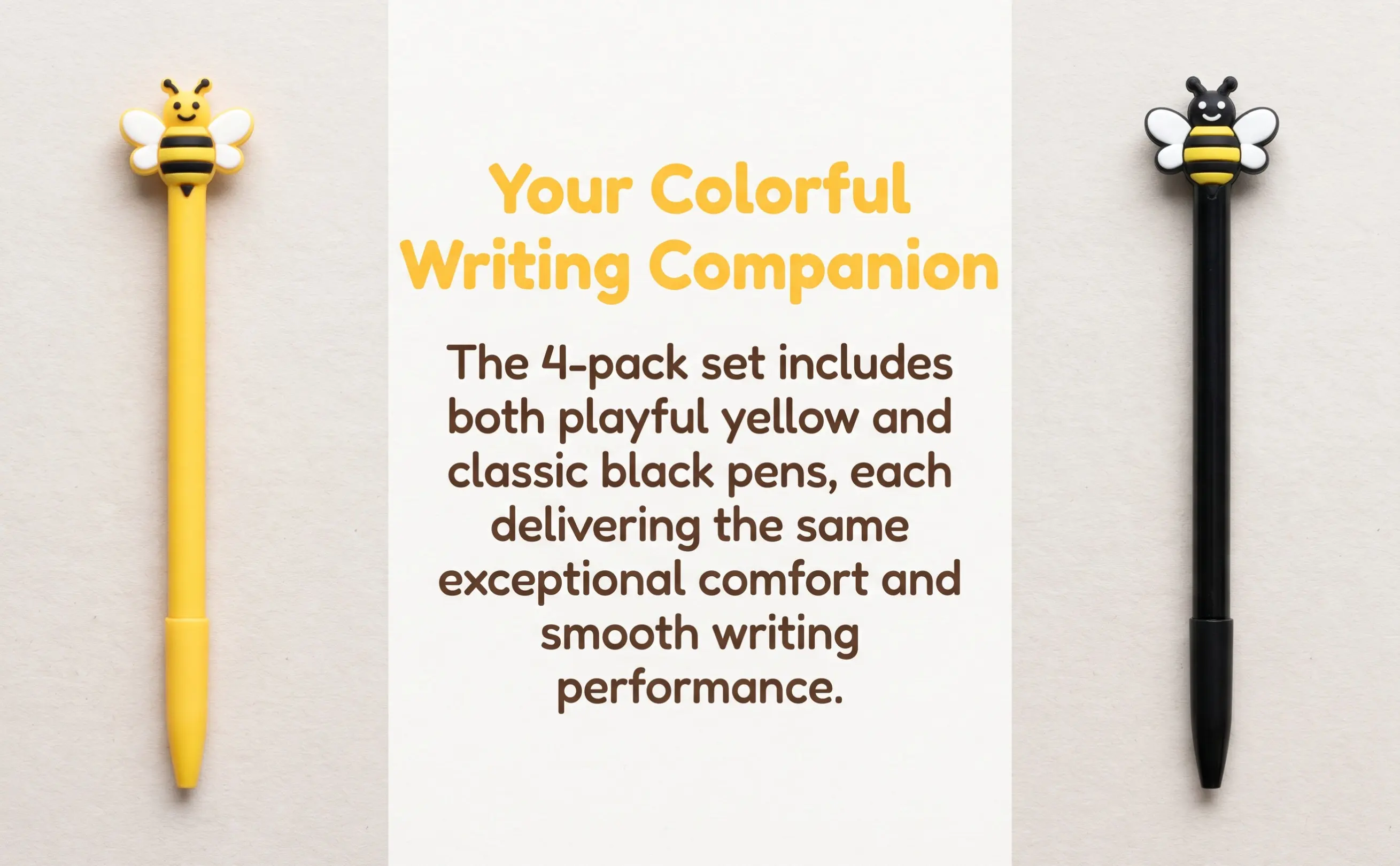 4Pcs Silicone Gel Ink Pens with Cartoon Animal Tips – Smooth Writing, Ideal for Students & Office Use