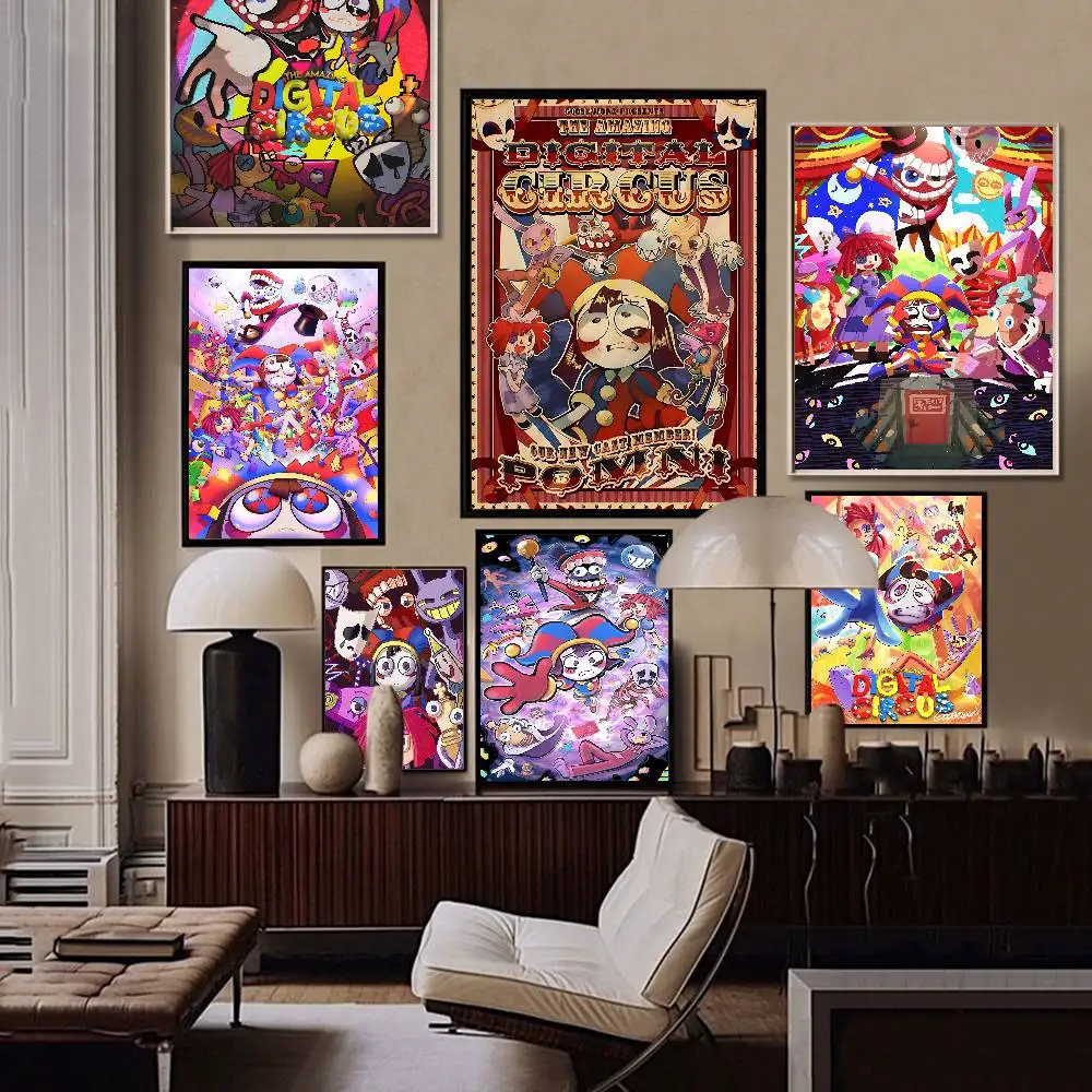 Cartoon The Amazing Digital C-Circus Anime-Poster Selbstklebende Dekoration Gemälde Wandkunst Weißes Kraftpapier Wanddekoration