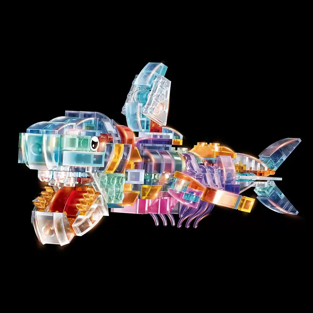 

New Transparent Miniature Building Blocks Dinosaur Animal/ Shark Biologic Models Educational Toys for children