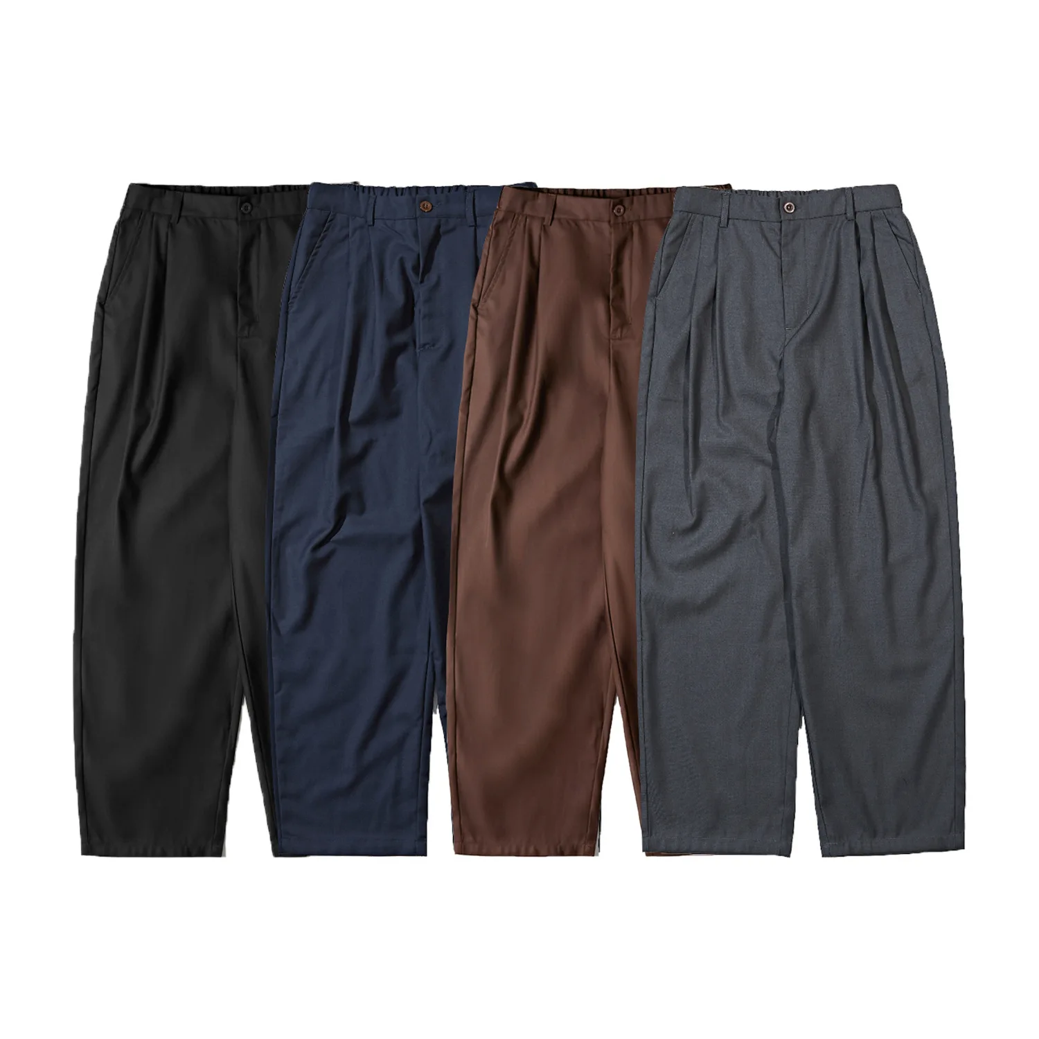 

Весна 2026: Свободные мужские брюки-костюмные, повседневные, деловые, струящиеся, с широкими штанинами, из легкой ткани из полиэстера.