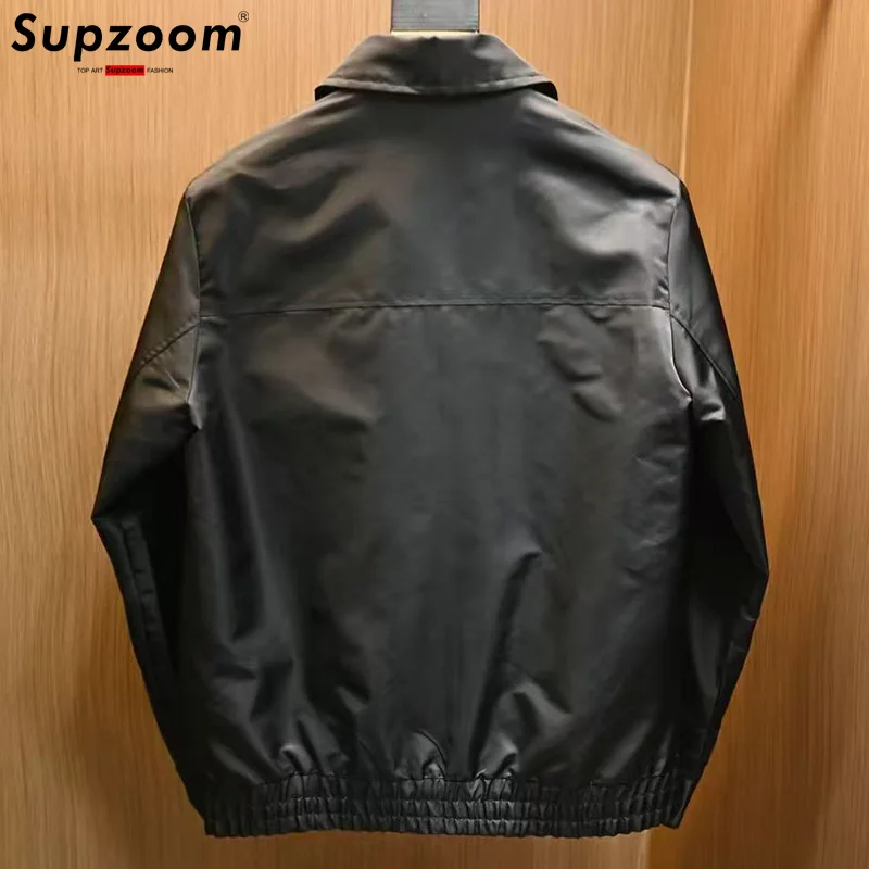 Supzoom New Arrival Turn-Down Collar Autumn And Winter Geometric icons Zipper Pattern Top Fashion Loose Casual coat Jacket Men
