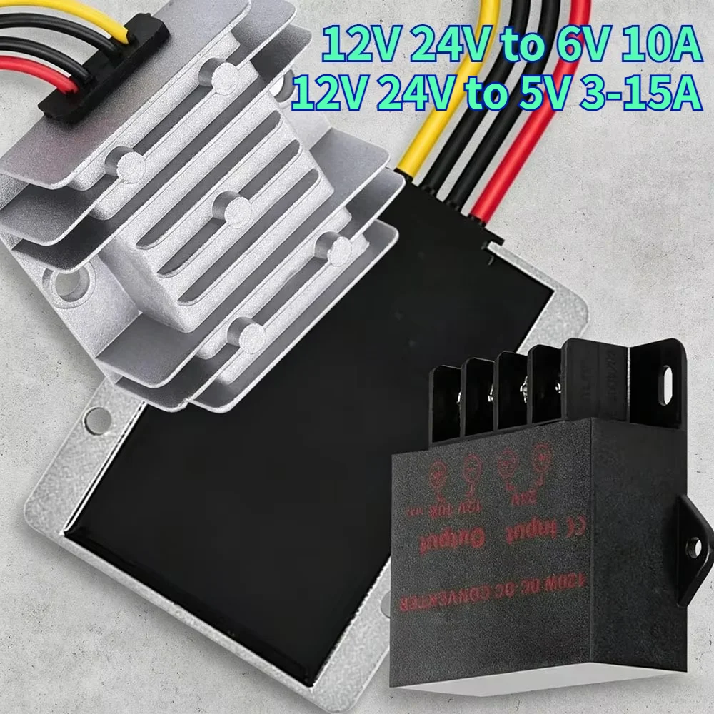 DC/DC Voltage Converter 12V 24V to 5V 3-15A Power Supply Module 12V 24V to 6V 10A Buck Transformer for Golf Cart Forklifts Car
