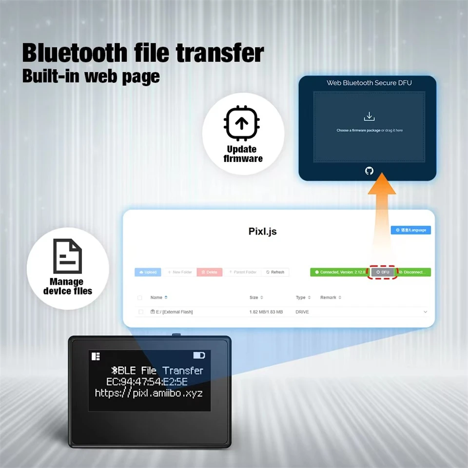 

Смарт-эмулятор Pixl.js NFC, заменяющий оригинальный, совместимый с Bluetooth, для Switch/Switch2/Wii U/3DS, поддерживает обновления через приложение.