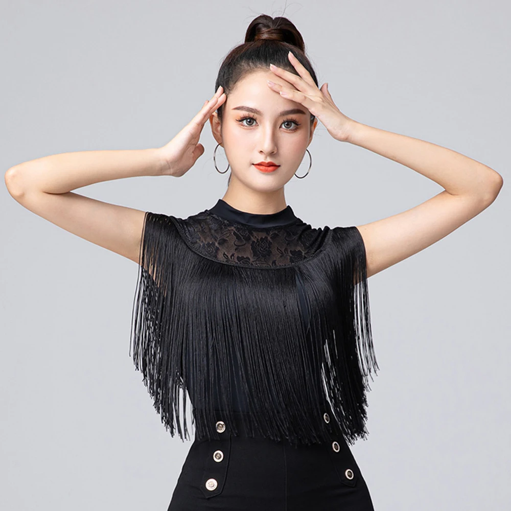 Latin Dance Dress Standard Ballroom Practice Wear Competition Skirt Line Prom Costume Ladies Fringed Clothes Girl upper garment