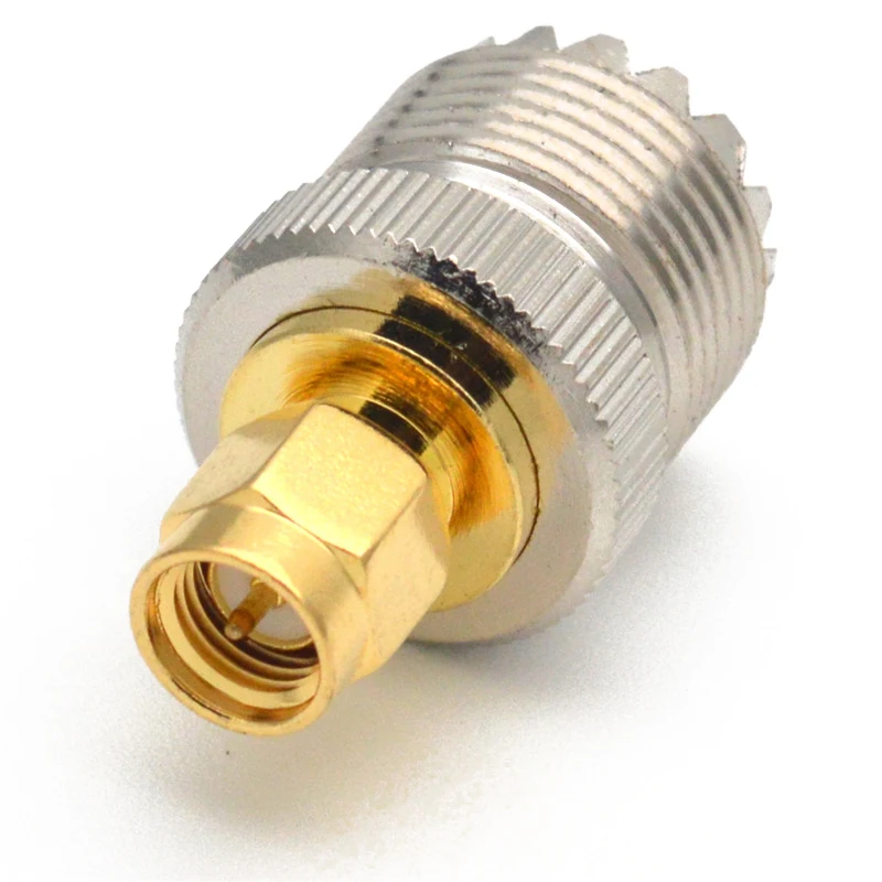 UHF أنثى إلى SMA ذكر RF محوري محول موصل ، مستقيم النحاس النيكل مطلي ، SO-239 SO239 ، 1 قطعة