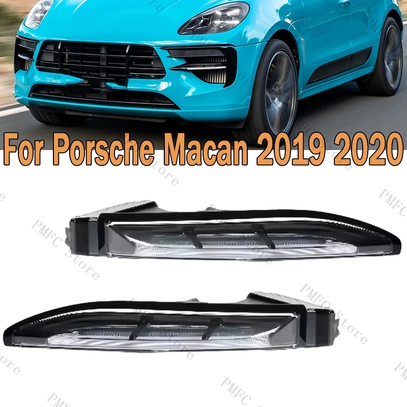 Car DRL LED Daytime Running Lamp Front Bumper Turn Signal Lamp Fog Light For Porsche Macan 2019 2020 95B631081H 95B631082H