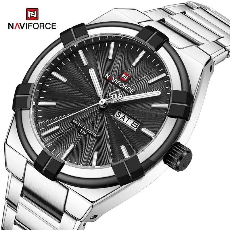 

Original Brand Naviforce New Fashion Design Sports Men's Watches Waterproof Stainless Steel Quartz Wristwatch Seiko Movement