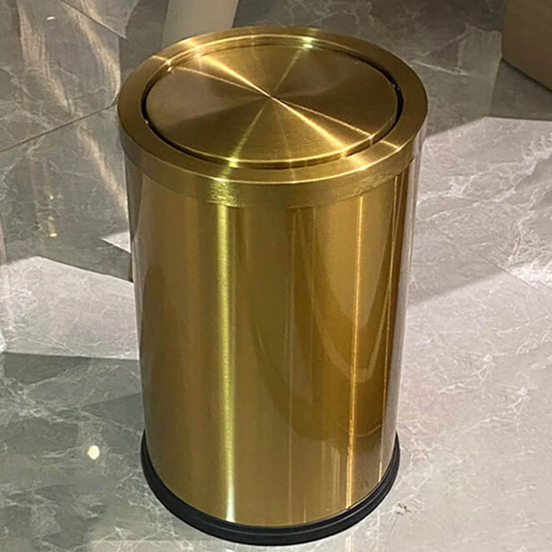 Gold Luxury Trash Can Stainless Steel Camping Office Room Trash Can Hotel Bedroom Poubelle De Cuisine Bathroom Accessories Sets