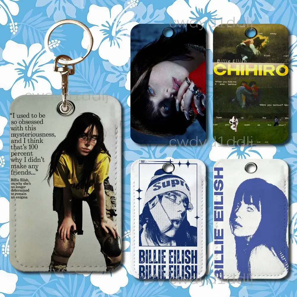 

B-Billie H-Hit Me Hard And Soft Premium PU Leather Card Holder Card Case with Metal Carabiner,Customizable Design for Daily Use