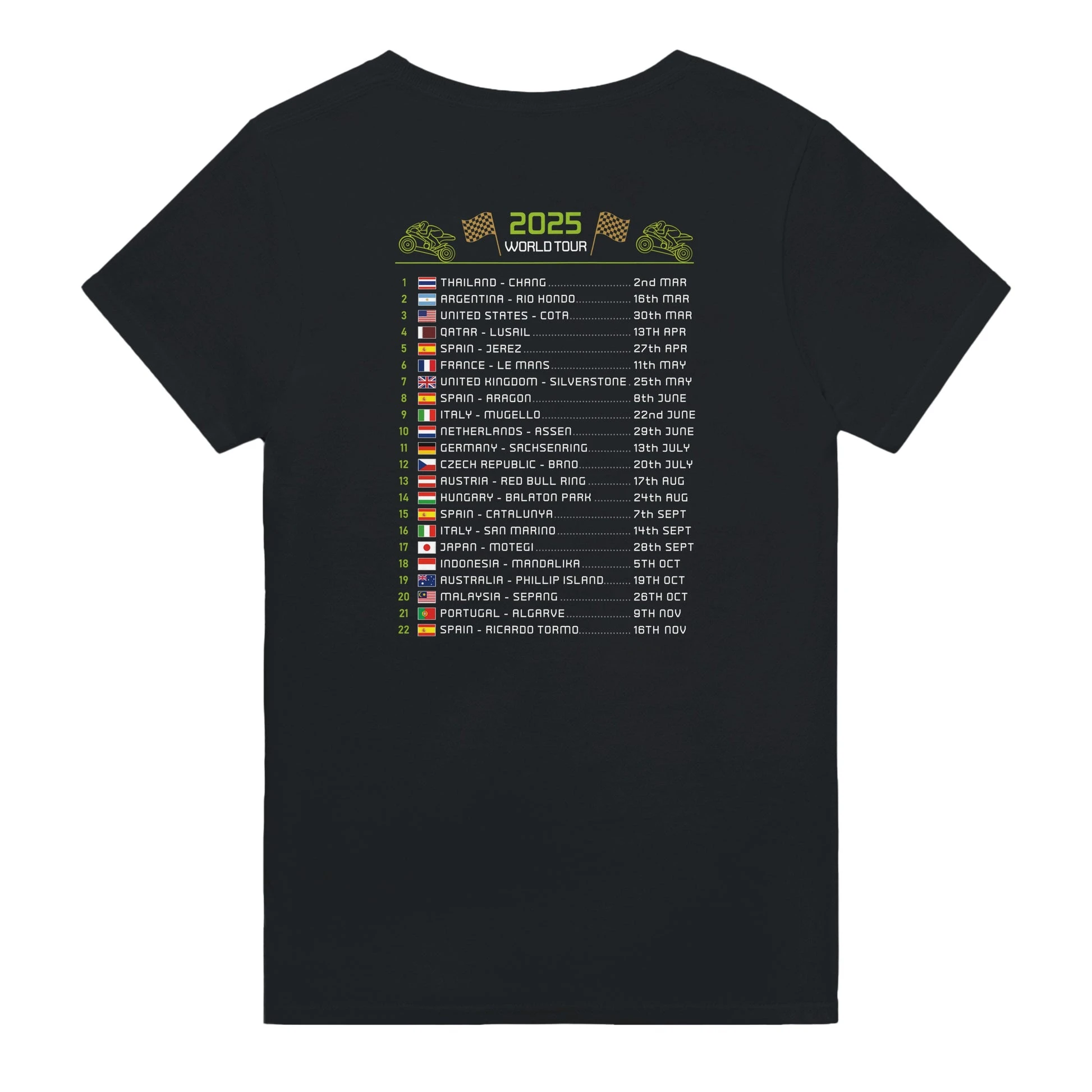 MiguelOliveira 2025 Motorcycle racing GP Race Calendar T - Shirt - Number 88 - Image 2