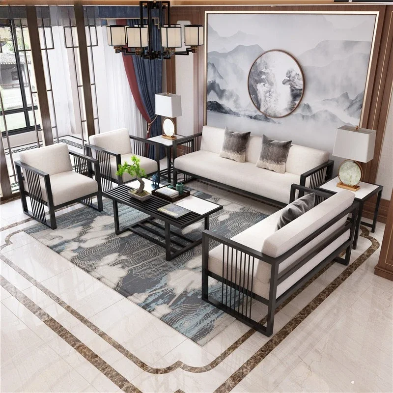 Office negotiation sofa, hotel VIP room creative reception card seat new Chinese living room sofa coffee table combination
