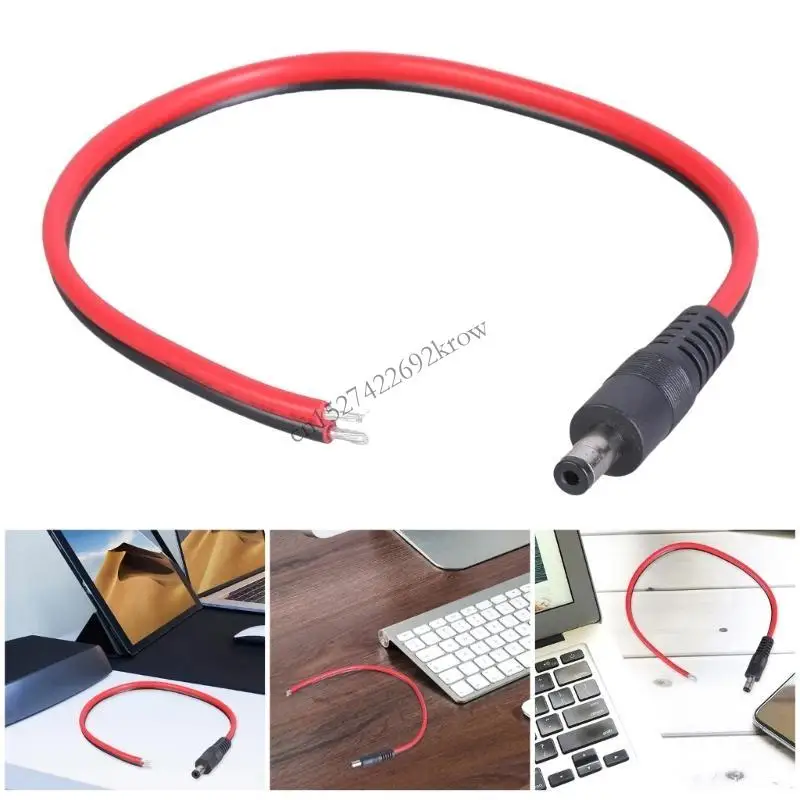 

DC5521 Male Power Pigtail Cable 5.5x2.1mm Open End Wire for LED Strips and Security Cameras 14AWG