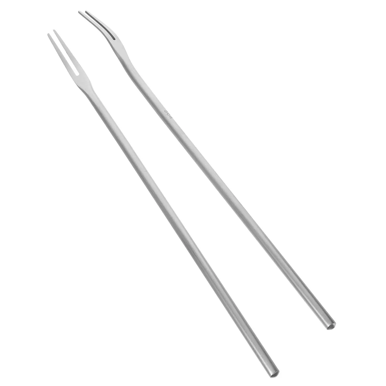 

2pcs Dessert Forks Stainless Steel Long Handle Cheese pot Dessert Fruit Forks Practical Cake Forks Party Supply for Home Banquet