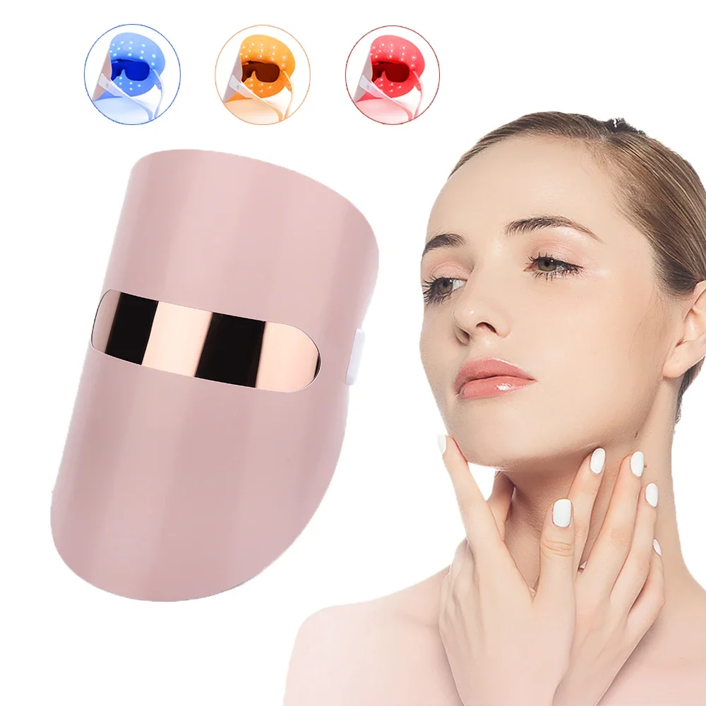 

LED Facial Mask Anti Wrinkle 3 Colors 32 LED Red Blue Photon Light Therapy Face Care Skin Rejuvenation Beauty Device Plug-in