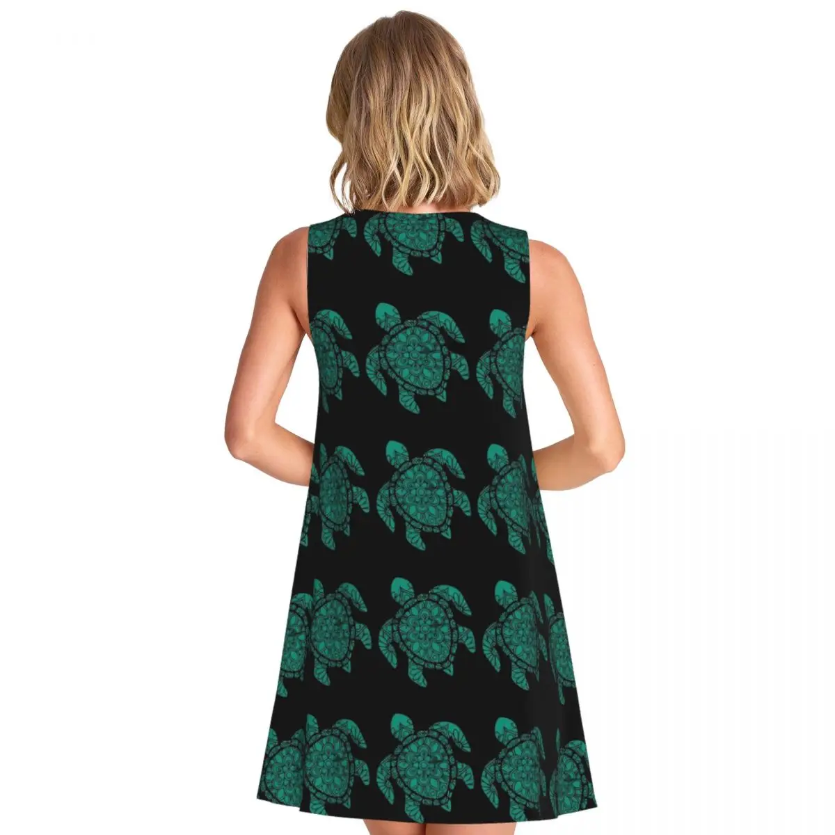 Sea Turtle Dress Mandala Print Night Club Dresses Summer Aesthetic Oversized Tank Dress Cheap Ladies Pattern Vestidos