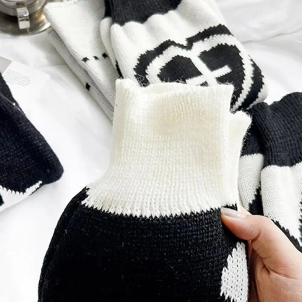 محبوك مضيئة الشرير نمط تدفئة الساق القوطية الصليب القلب تصميم جوارب محبوكة ستار نمط فضفاض صالح غطاء الساق الجوارب Y2K الموضة #3