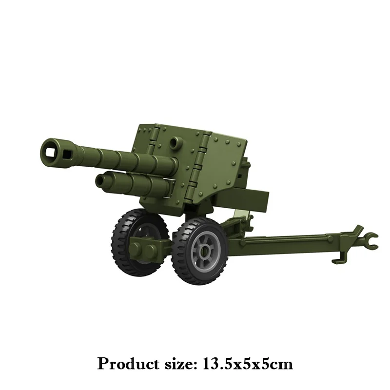 WW2 Weapon Equipment Howitzer Motorcycle Tricycle Model Military Figures Accessories Small Particles Building Blocks Kids Toys