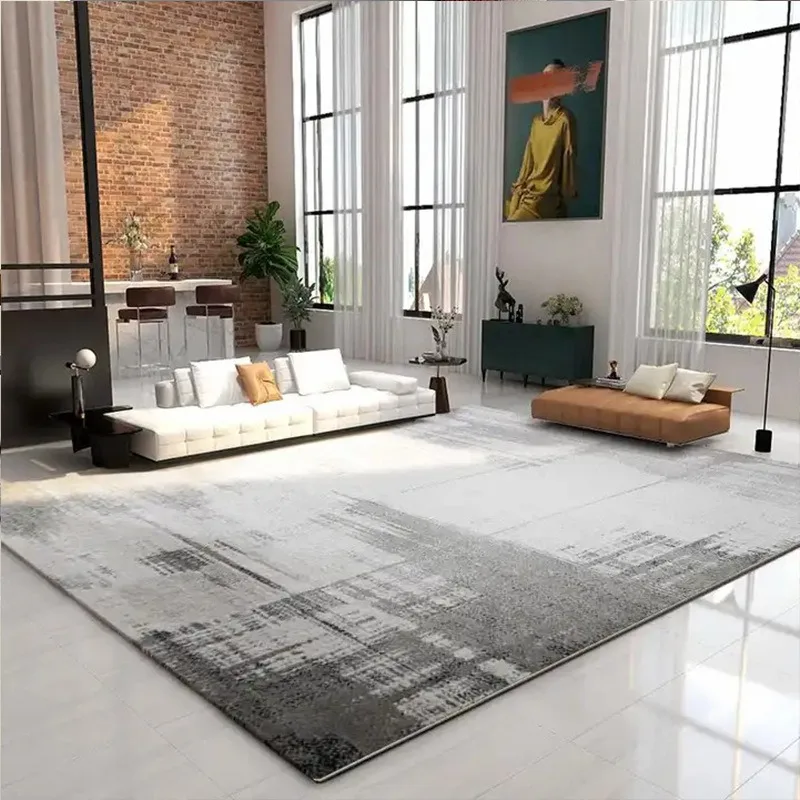 Grey Carpets for Living Room Decoration 100% Polyester Felt Floor Mat Non Slip Home Office Sofa Coffee Table Area Rugs Washable