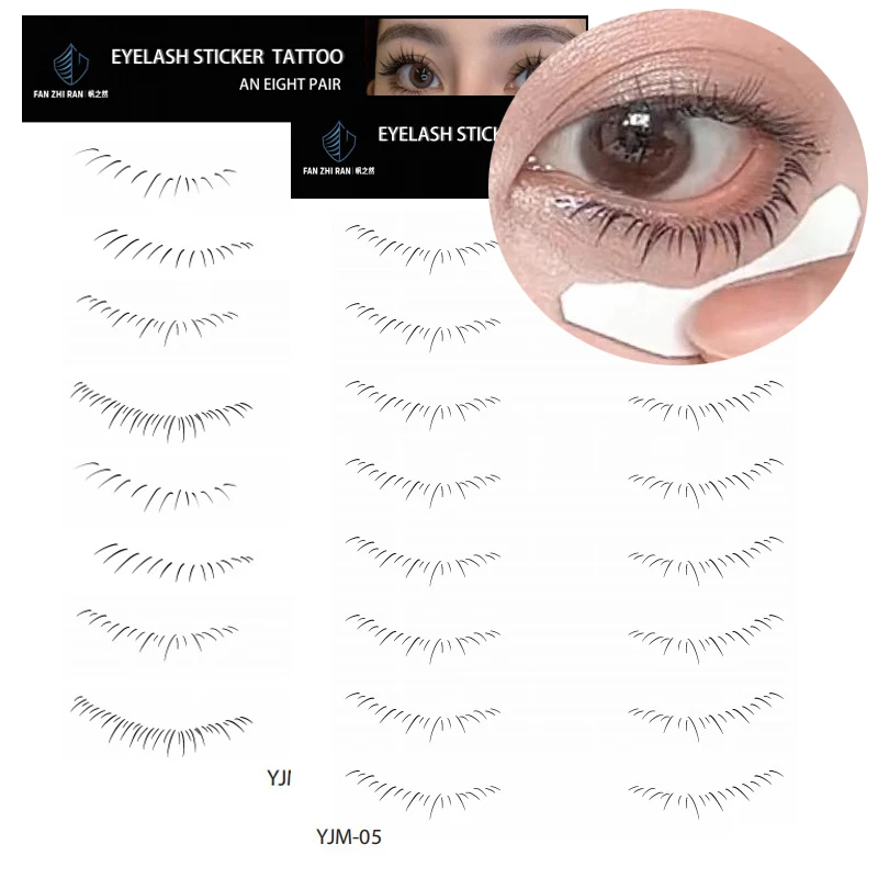 8Pairs Lower Eyelash Tattoo Sticker Makeup Fake Lashes Temporary Tattoo Patch Natural Lifelike False Eyelash Eyelashes Extension