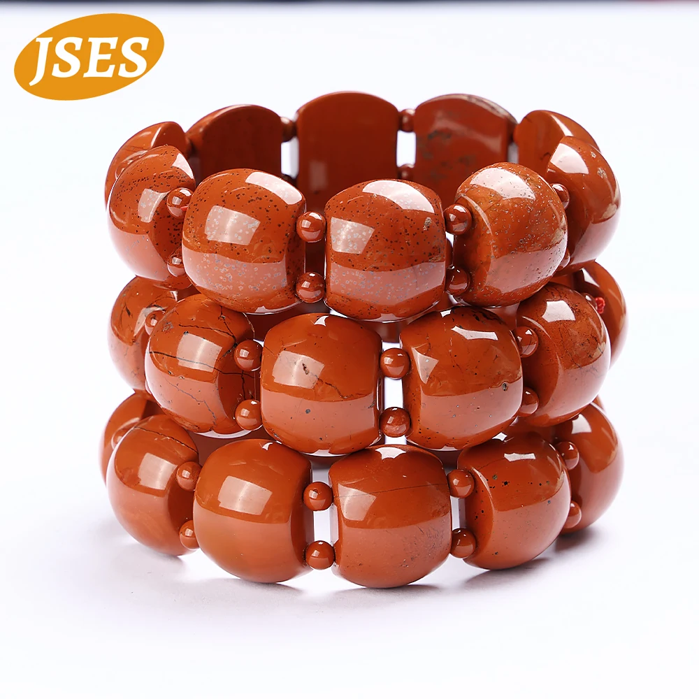 Natural Stone Bracelet Red Jasper Beads Bangle Fit DIY Charms Halloween Birthday Valentine's Day Christmas Fashion Jewelry Gifts