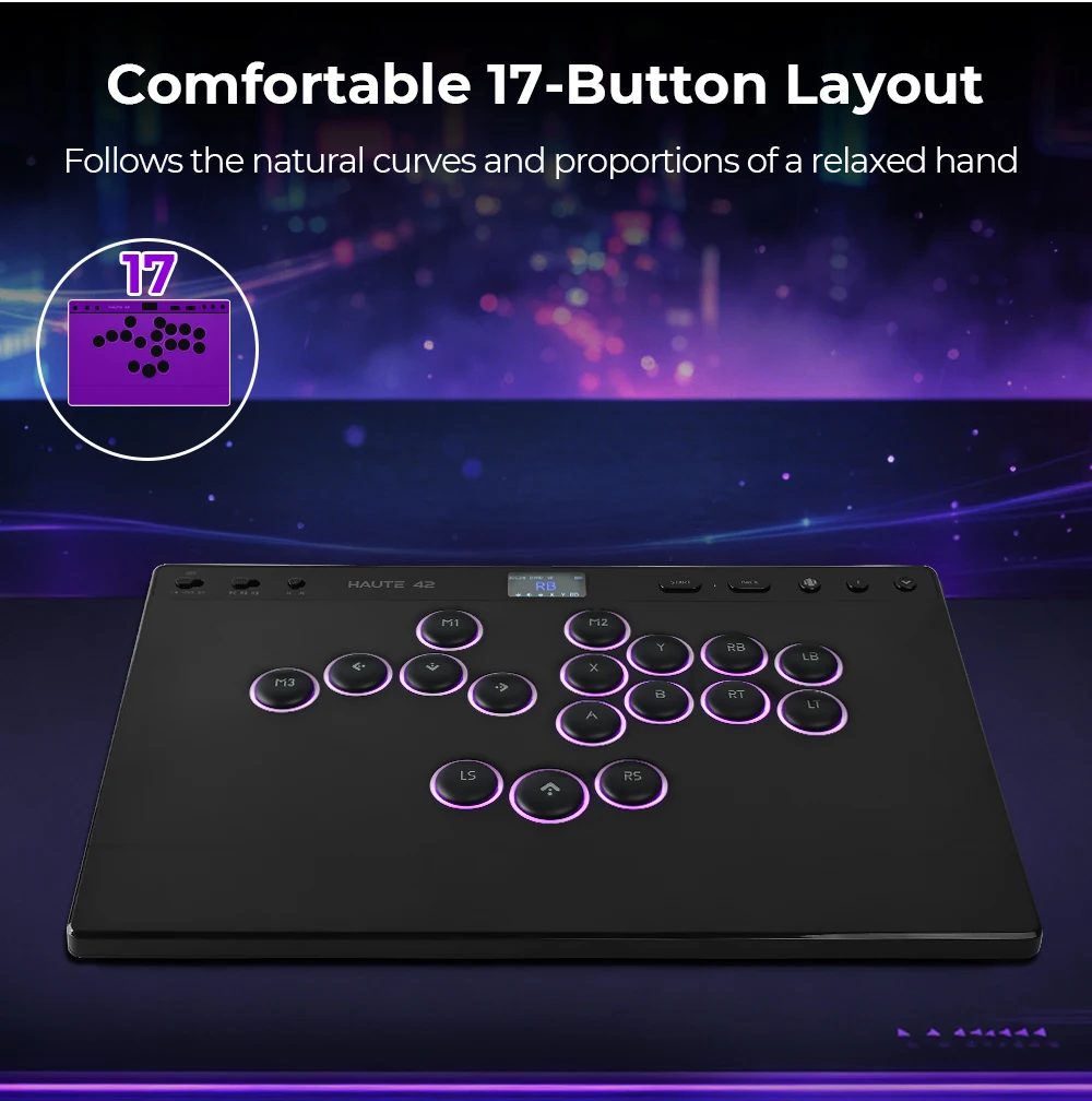Haute42 W-P1 Tri-Mode 2.4G Kabelloser Touchscreen-Controller ohne Hebel für PC/PS4/PS5/Switch Stickless Arcade-Controller – Detail 13
