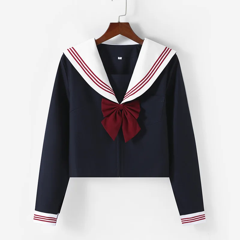 Traje de marinero marino básico para mujer, uniforme escolar japonés, Seifuku, disfraz de Anime para estudiante, conjunto de Falda plisada JK Sexy