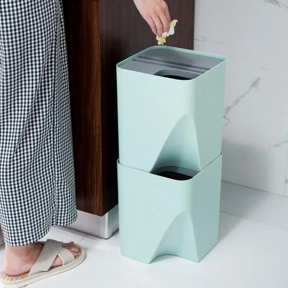 Waste Bins Kitchen Bathroom Dry And Wet Separation Trash Can Rubbish Bin Toilet Garbage Bin Recycle Stacked Sorting Trash Bin