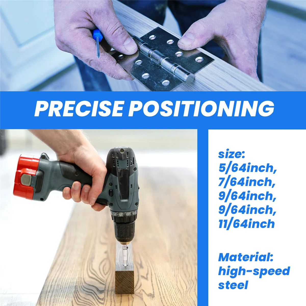 Набор центральных сверл, 5 шт., набор самоцентрирующихся шарниров, набор коронковых сверл для деревообработки, сверла для дверей, окон
