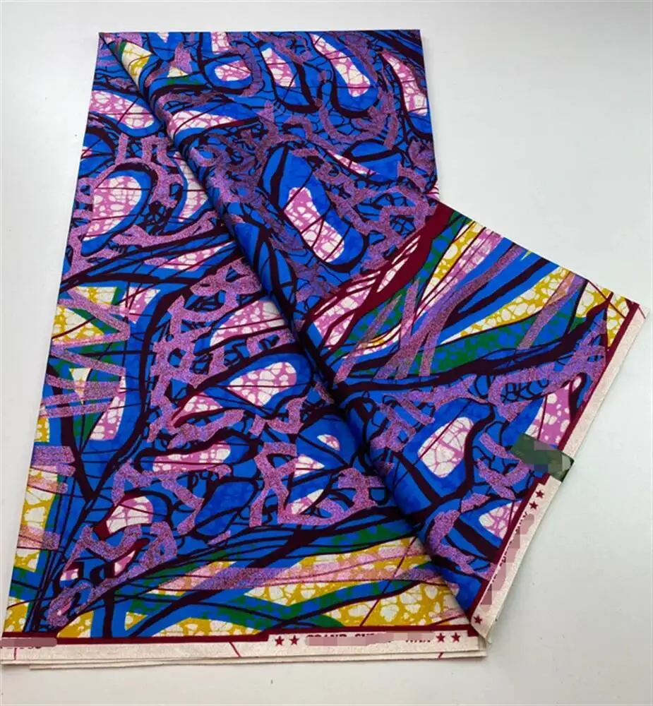 

Newest Grand African Super Wax Fabric 100% Cotton Golden Wax Fabric High Quality Wax Ankara Print Fabric For Sewing 6 yards