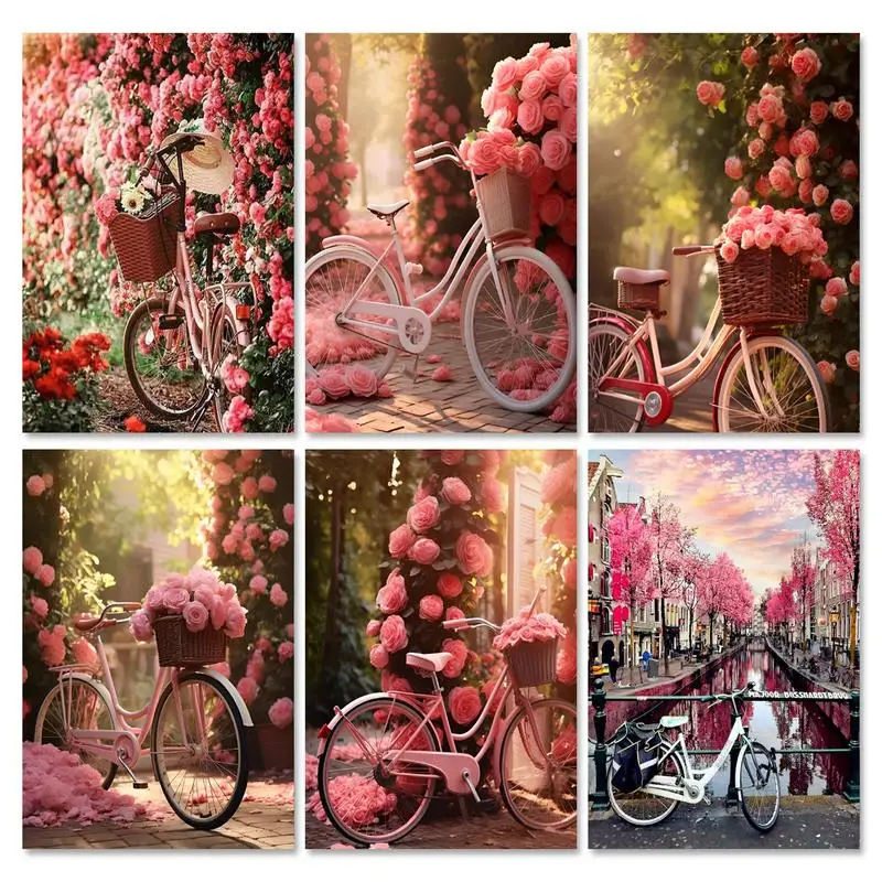 

GATYZTORY DIY Oil Paintings By Numbers Flower Bicycle Picture Canvas Acrylic Paints set Coloring By Numbers Personalized Gift