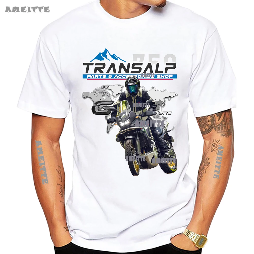 

2025 New Transalp XL750 Motorcycle Mountain Riding T-Shirt Men Short Sleeve Cool Boy Casual Tops Japan Moto Sport Legend Tees