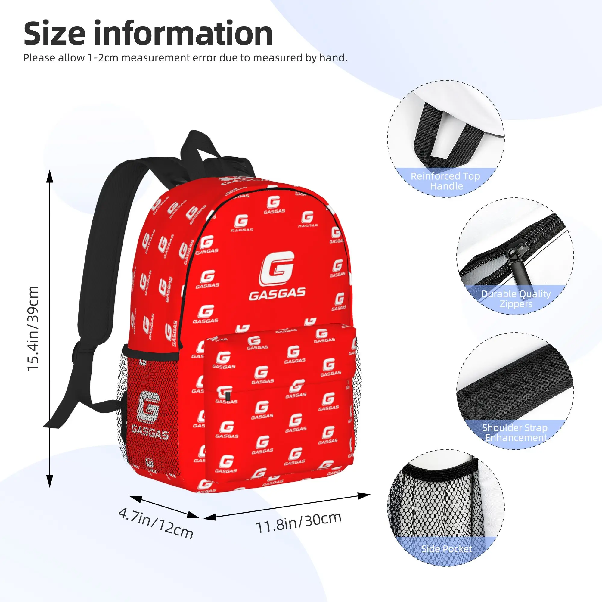 G-Gasgas-S Plaid Logo  Backpack Hot Sale Daypack Large Capacity Boys Girls BookBag Shoulder Bags for Men Women School Bag