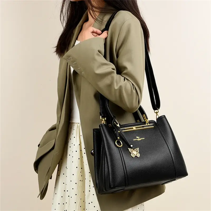 Soft Leather Luxury Handbags Women Bags Designer 3 Layers Shoulder Crossbody Sac Ladies Large Capacity Shopping Messenger Tote - Image 3