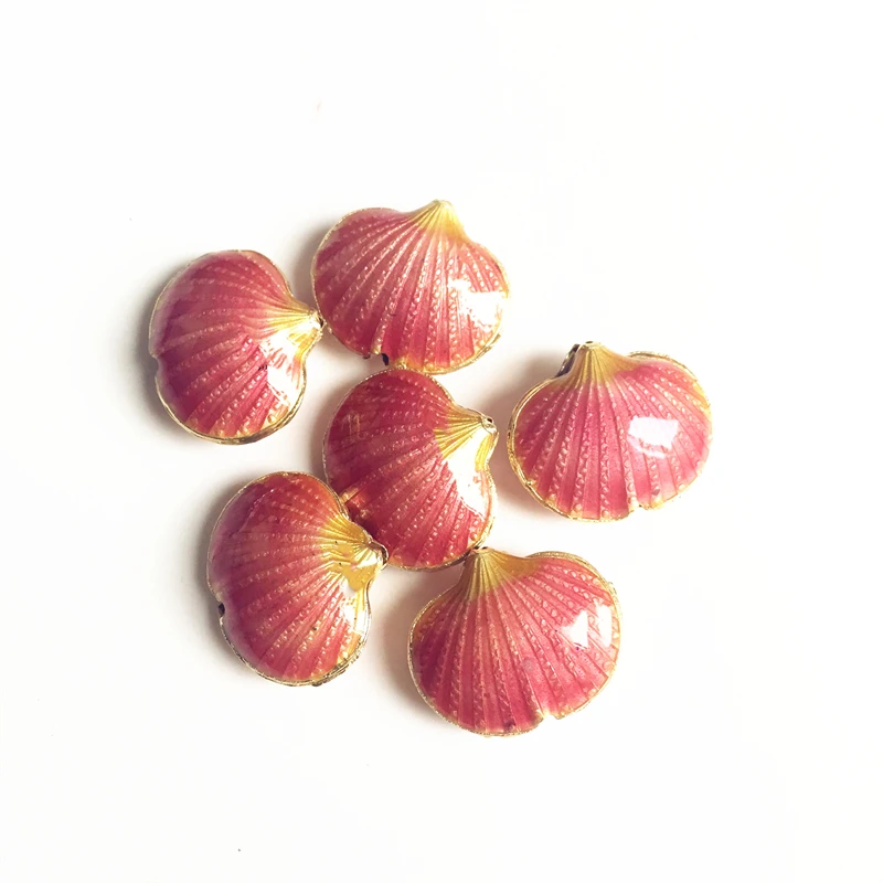 5 Pcs Handmade Cloisonne Enamel Shell Bead DIY Jewelry Making Findings Chinese Filigree Seashell Beads Jewellery Accessories