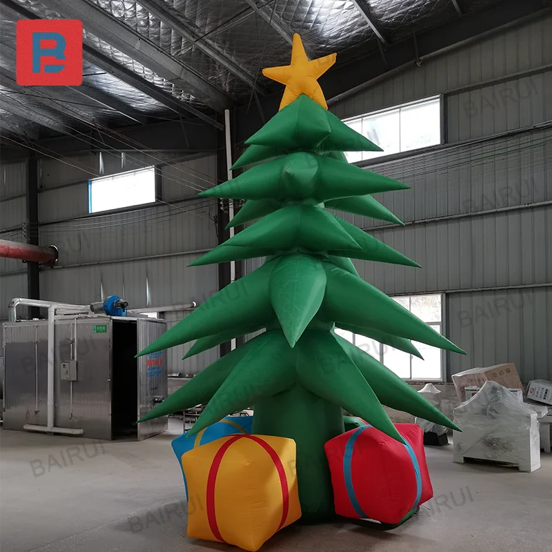 Green giant inflatable Christmas tree and Christmas gift boxes for display