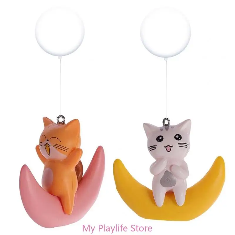 Cat on Moon Aquarium Decorations Suitable for Large Medium Small Fish Tank Lovely Cat Mini Swimming Fish Playmates Toy