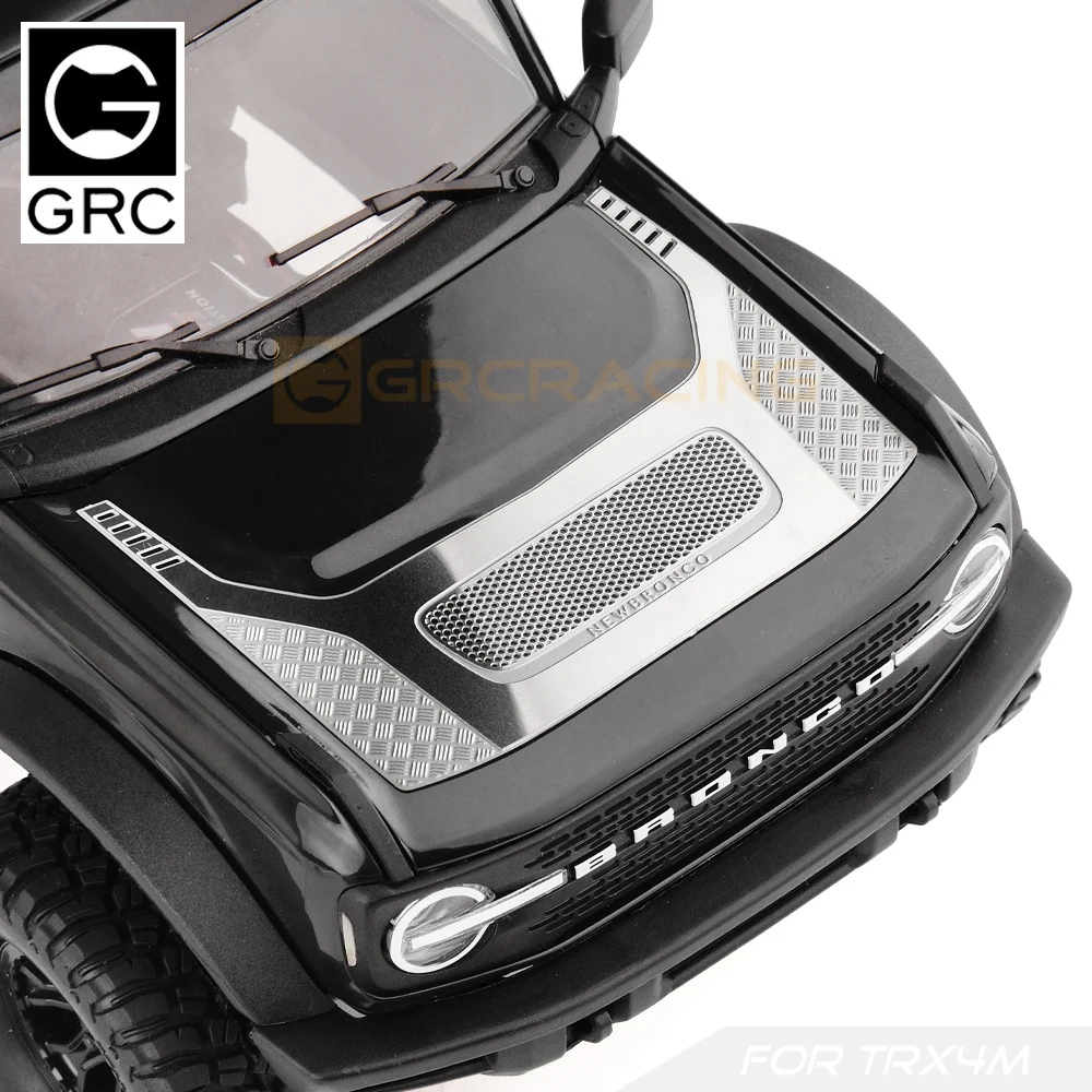 Decoración de capó estilo H, carcasa de coche de simulación de acero inoxidable, hoja protectora de Metal G179hs para 1/18 Traxxas Trx-4m Bronco Trx4m