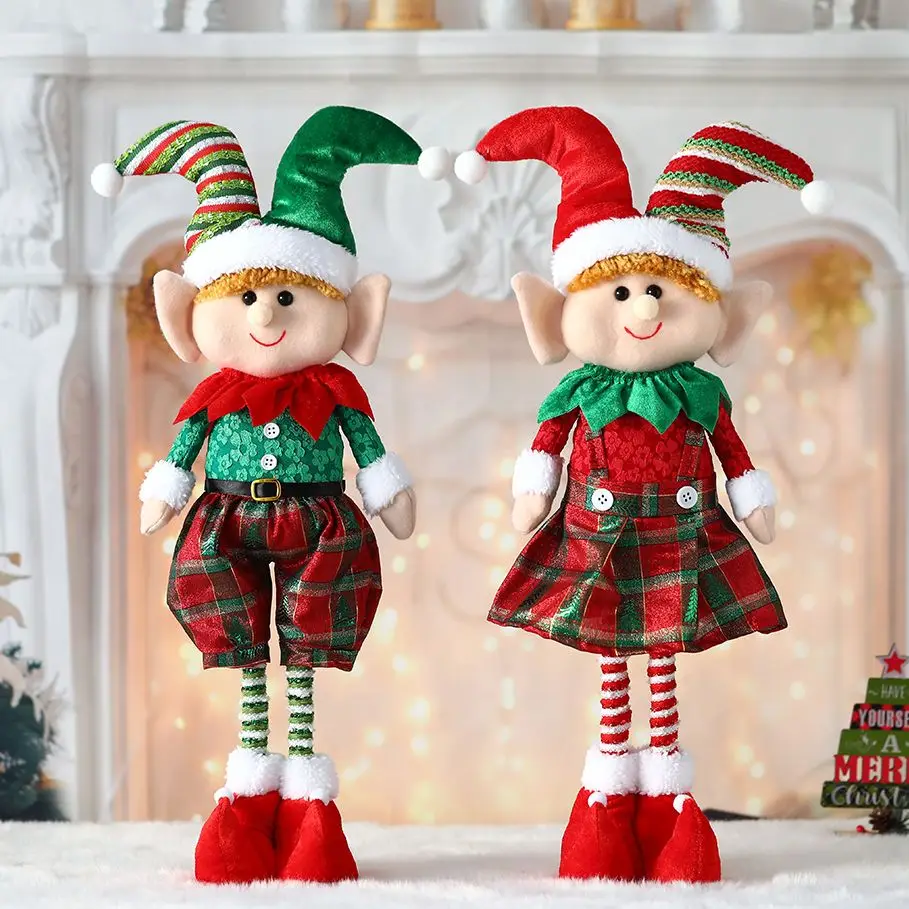 1/2pc Large Retractable Christmas Plush Leg Elf Doll Boy Girl Elf Toy Doll Ornaments New Year Gifts Christmas Decor Navidad 2024