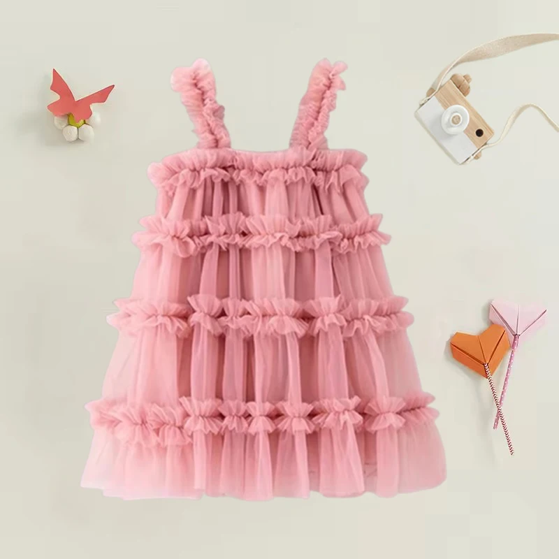 

Toddler Baby Girls Kids Clothes Summer Dress Tutu Ball Gown Princess Dresses Holiday Party Casual Tulle Dress for Girls Vestido