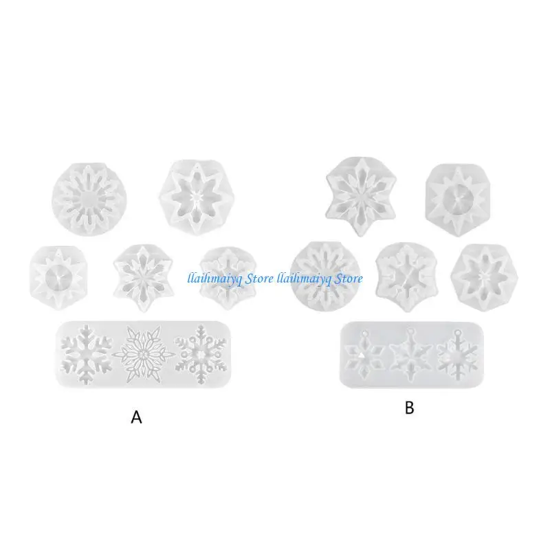 

573B 6Pcs Resin Casting Silicone Molds Christmas Day Keychain Pendant Jewelry Mould