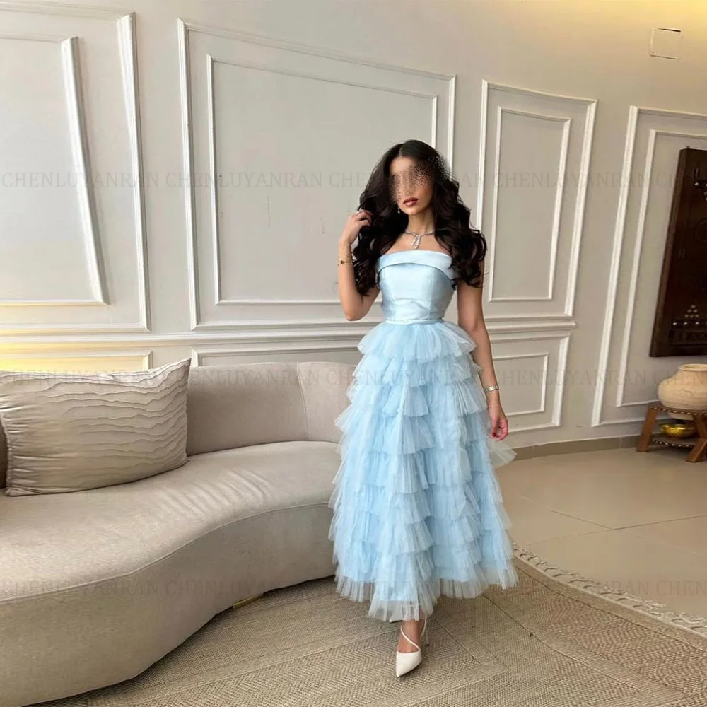 

MOLISA Customized High Quality Exquisite Strapless A-line Layered Tulle Formal Occasion Gown vestidos de Evening Dresses 2025