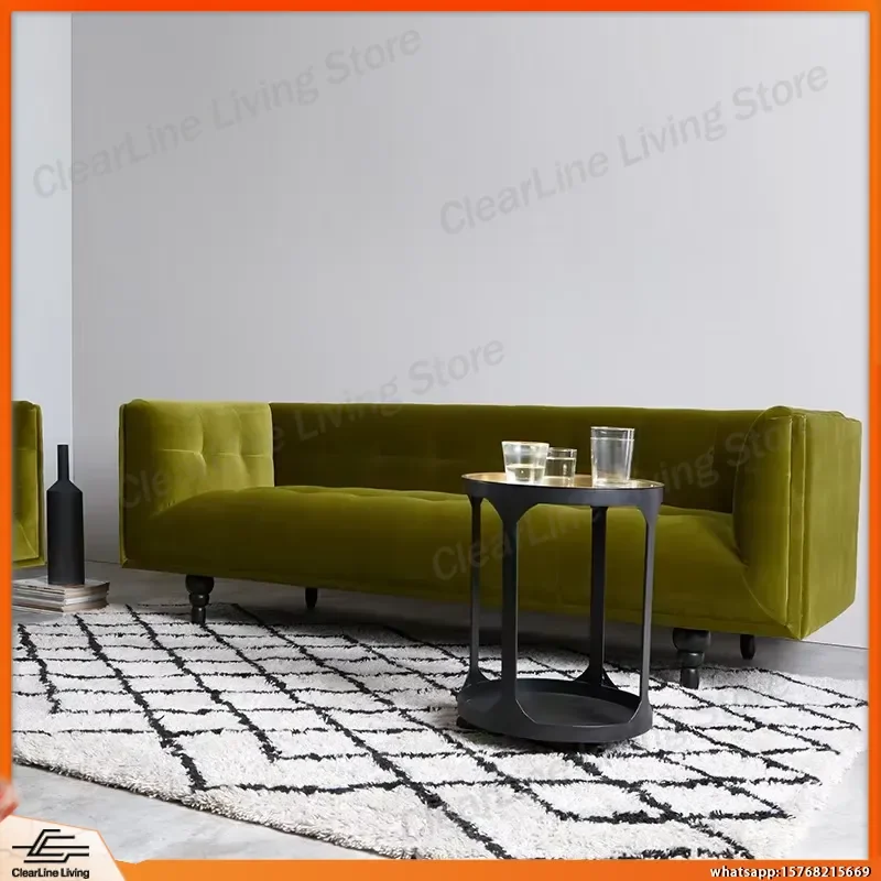 Nordic Style Fabric Sofa Set 2 Seater and 3 Seater Living Room Sofa Green Modern Sectional Couch for Small Spaces Home Office