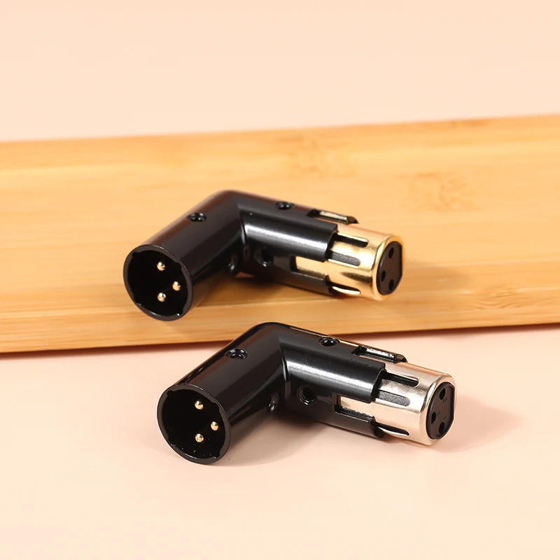 1Pcs Audio Adapter Plug Adjustable Male To Female Right Angle XLR Connector Metal Adapter 3Pin Black (XLR 90 Degree Adapter)