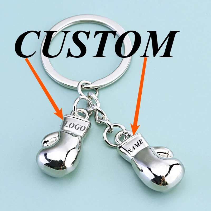 

1pc Custom Keychain Personalized Metal Fitness Boxing Gloves Customized Key Ring Car Accessories Gift Wholesale