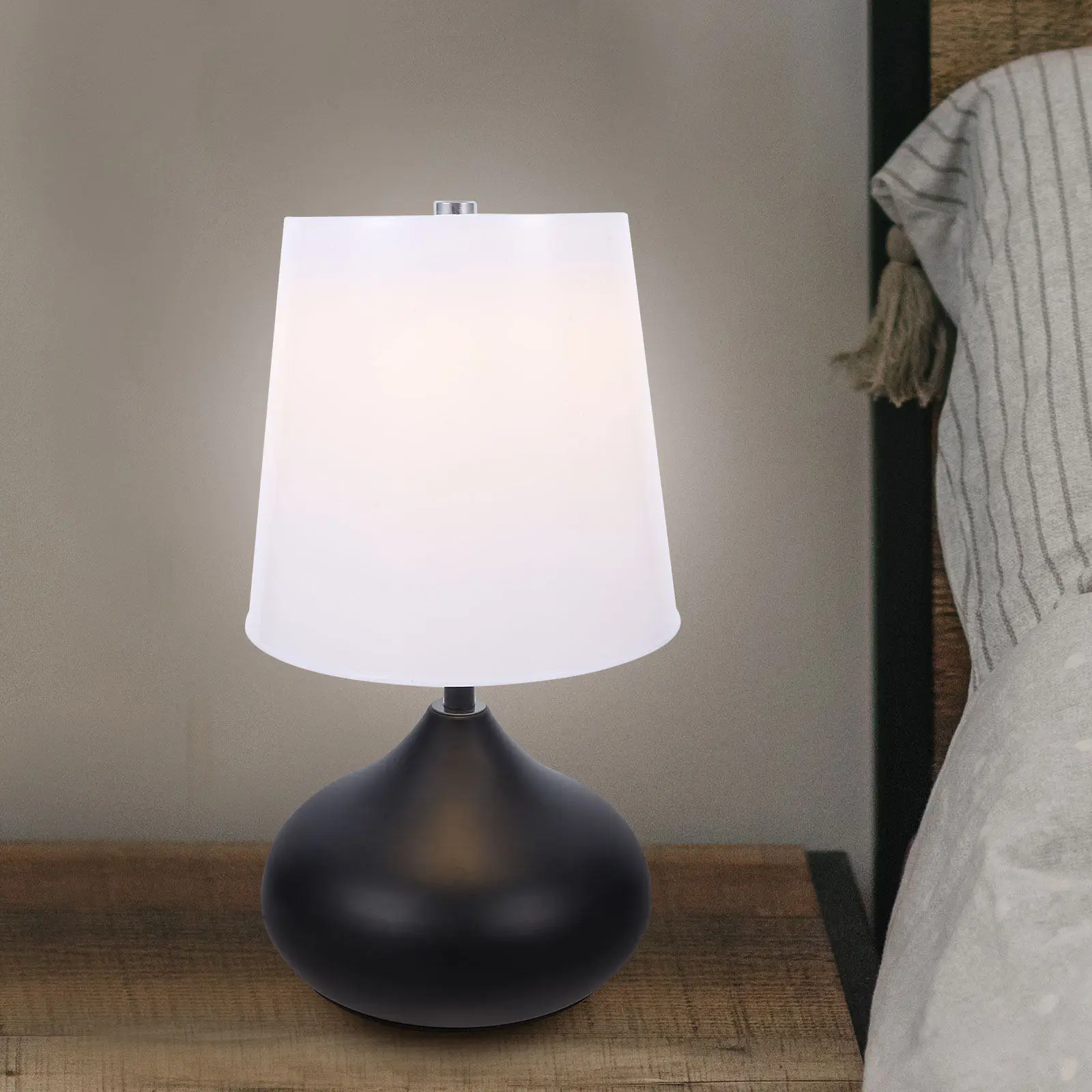 

1pc Adjustable Dimming Night Light Black Iron Cloth Material Control Bedside Lamp For Bedroom Living Room Decor