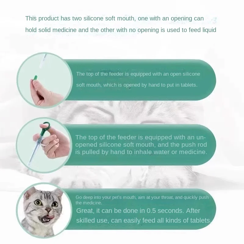 Alimentador de medicina para mascotas, tableta de alimentación de medicina para gatos, jeringa, prensa para perros, palo de alimentación de medicina todo en uno, alimentación de cápsula líquida