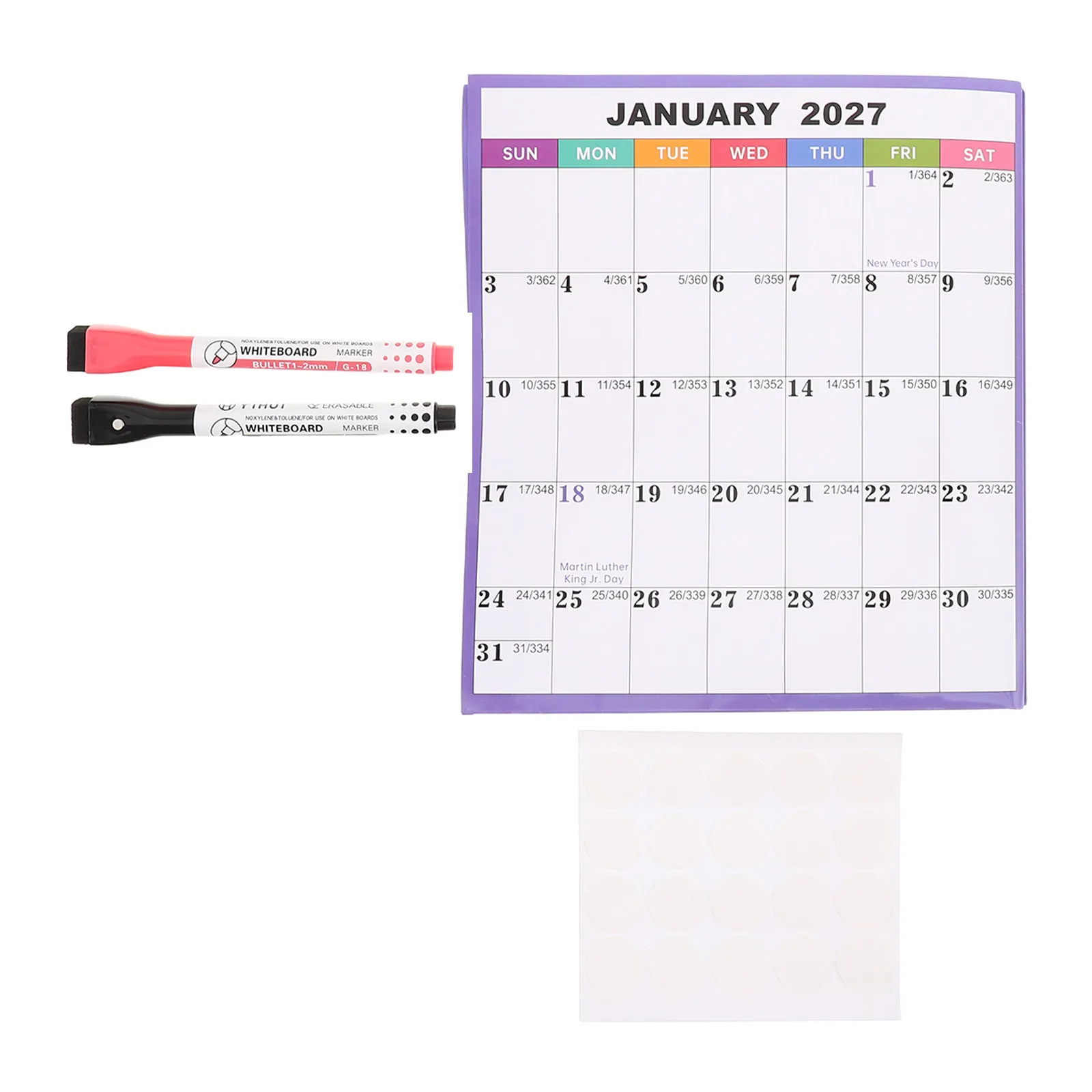 1Set 2027 Dry Erase Wall Calendar 35x23 Inches Extra Large Laminated Reversible Double Sided Planner Yearly Wall Calendar with
