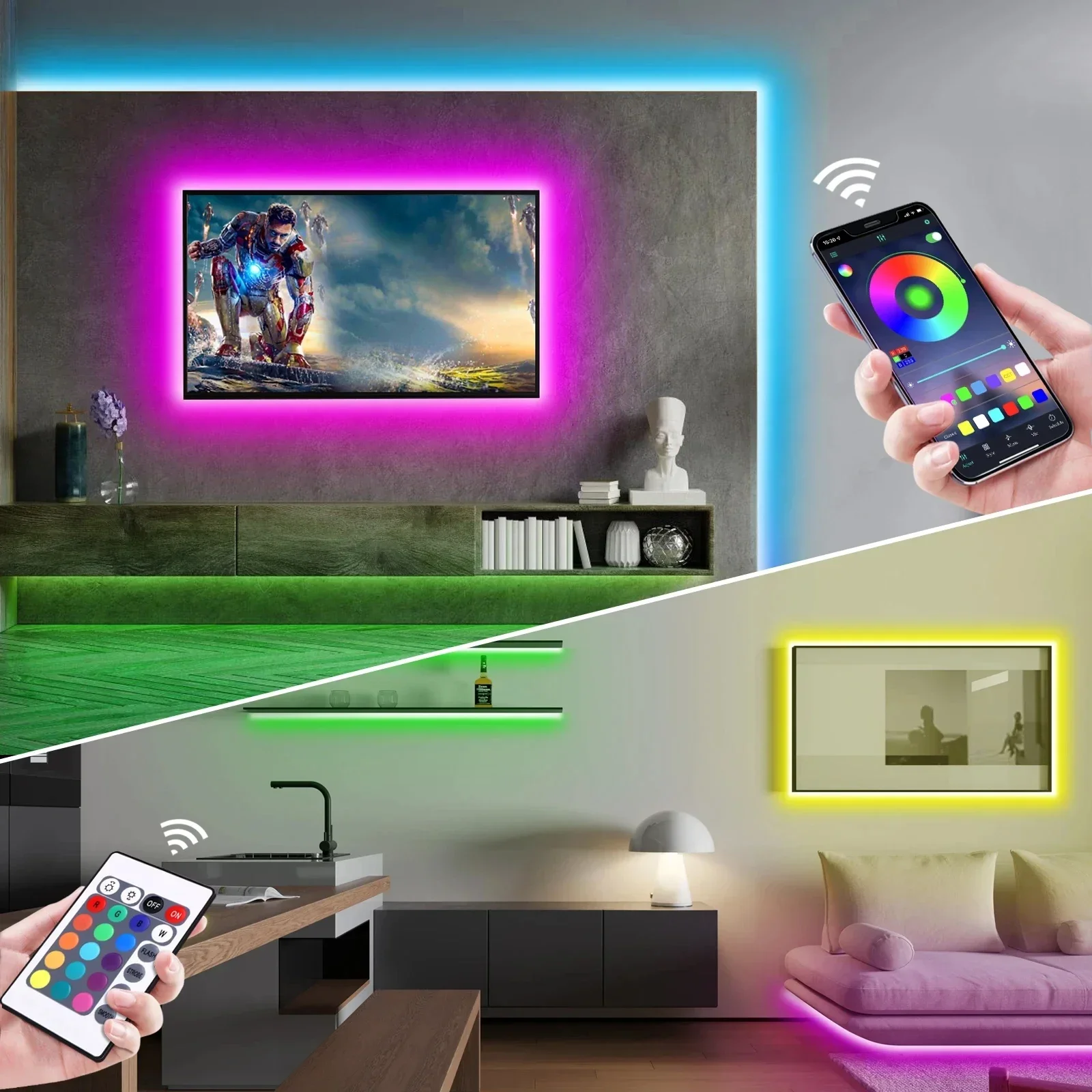 Imagem -06 - Impermeável Rgb Neon Led Strip para Decoração Controle Remoto Bluetooth App Ip65 dc 5v m 5m Tuya Wifi