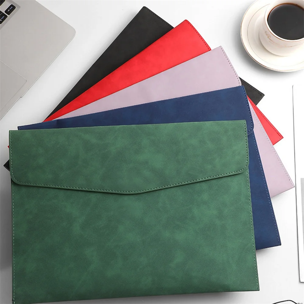 

A4 File Storage Bag Simple File Folder PU Leather Document Bags Waterproof Business Briefcase Organizer Office School Supplies
